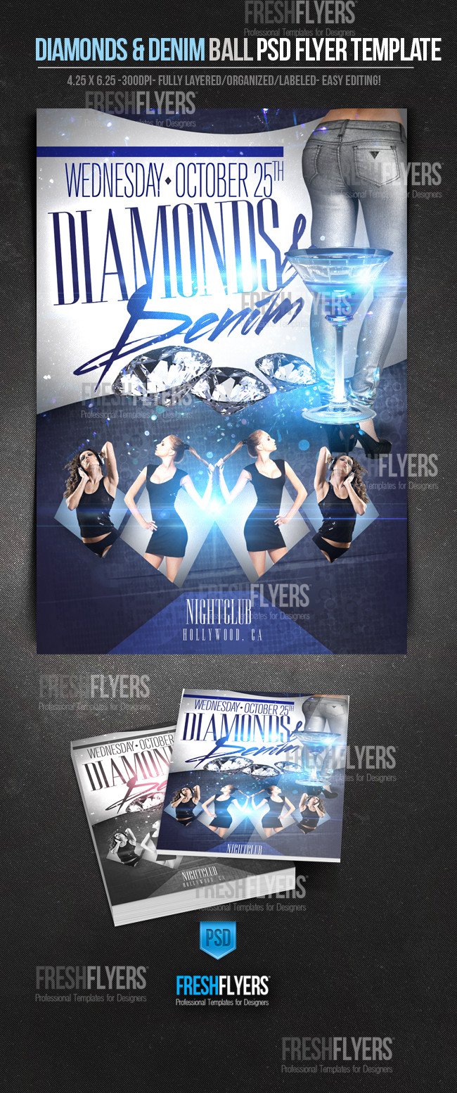 Denim and Diamonds Flyer Diamonds and Denim Psd Party Flyer Template by Denim and Diamonds Flyer Diamonds and Denim Psd Party Flyer Template by