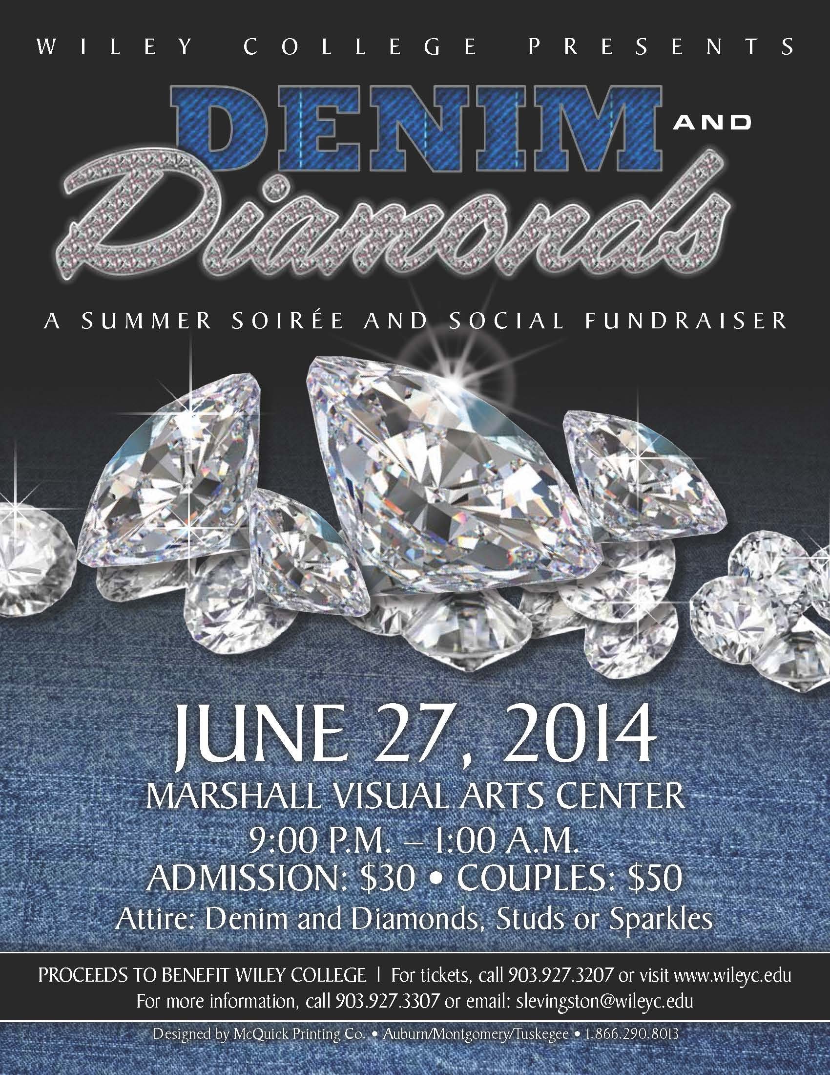 Denim and Diamonds Flyer Wiley College Summer soiree Tickets Fri Jun 27 2014 at