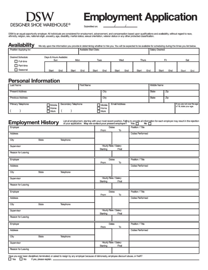 Dennys Job Application form Online Free Printable Dsw Job Application form