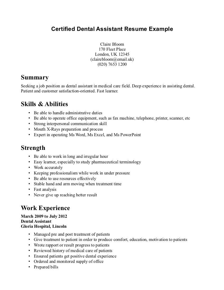 Dental assistant Resume Template Dental assistant Resume Resume