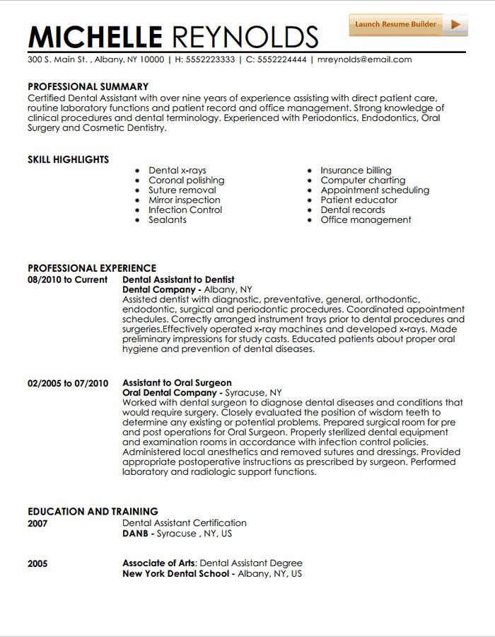 Dental assistant Resume Template Dental assistant Resume Template
