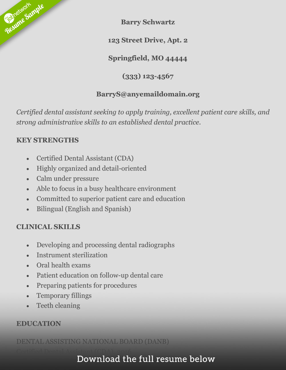 Dental assistant Resume Template How to Build A Great Dental assistant Resume Examples