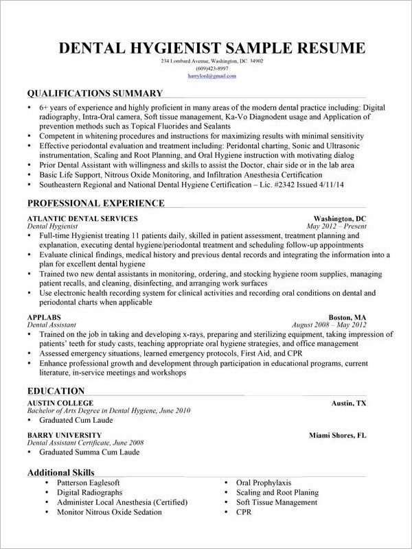 Dental assisting Resume Templates Dental assistant Resume Template 7 Free Word Excel