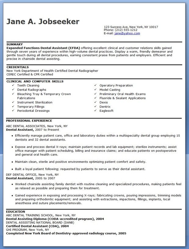 Dental assisting Resume Templates Dental assistant Resume Template