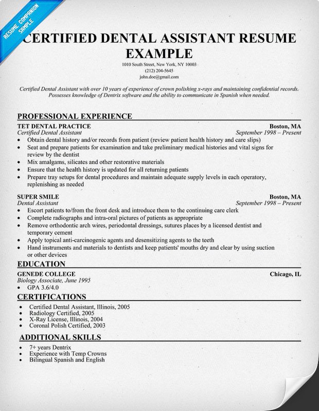 Dental assisting Resume Templates Dental Resume Examples & Writing Tips