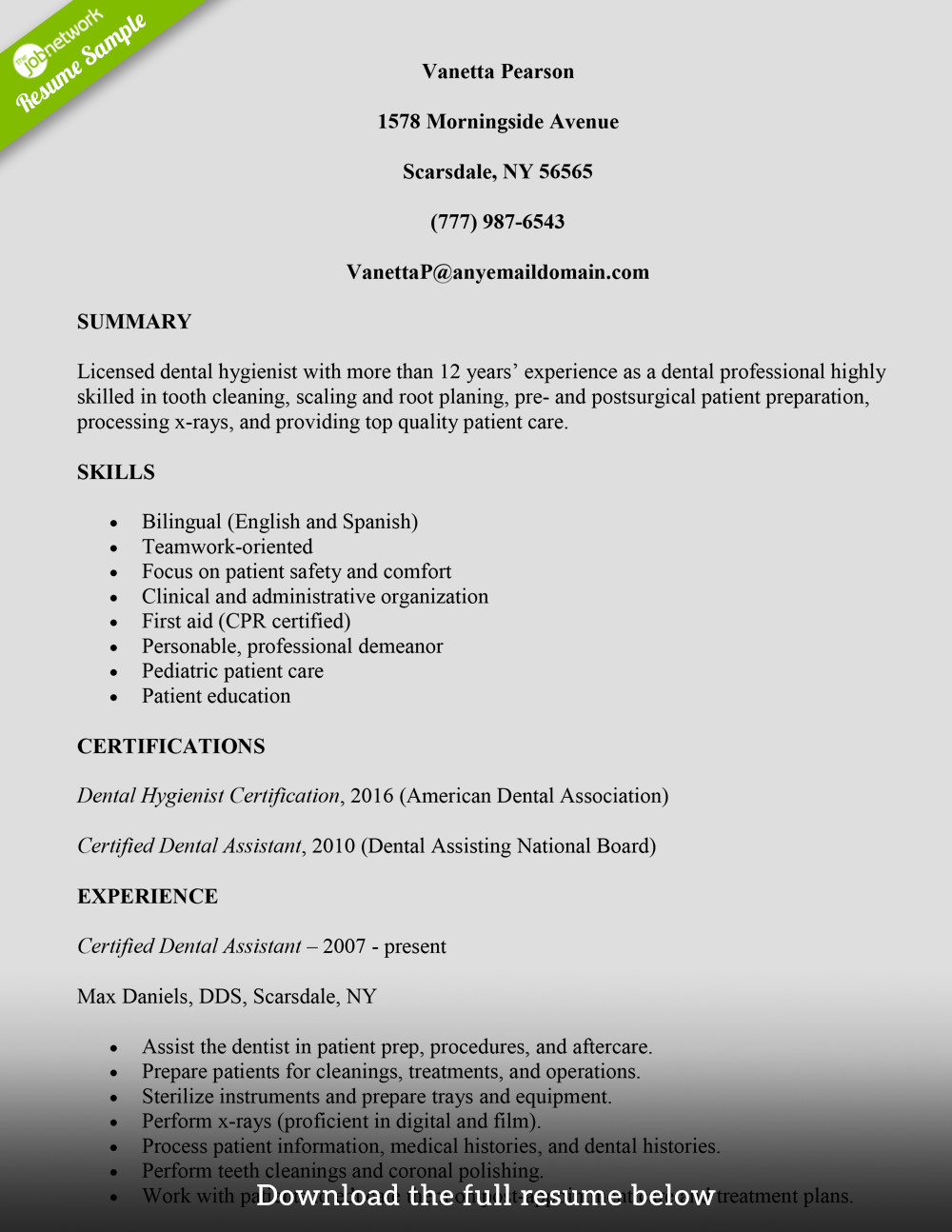 Dental assisting Resume Templates How to Build A Great Dental assistant Resume Examples