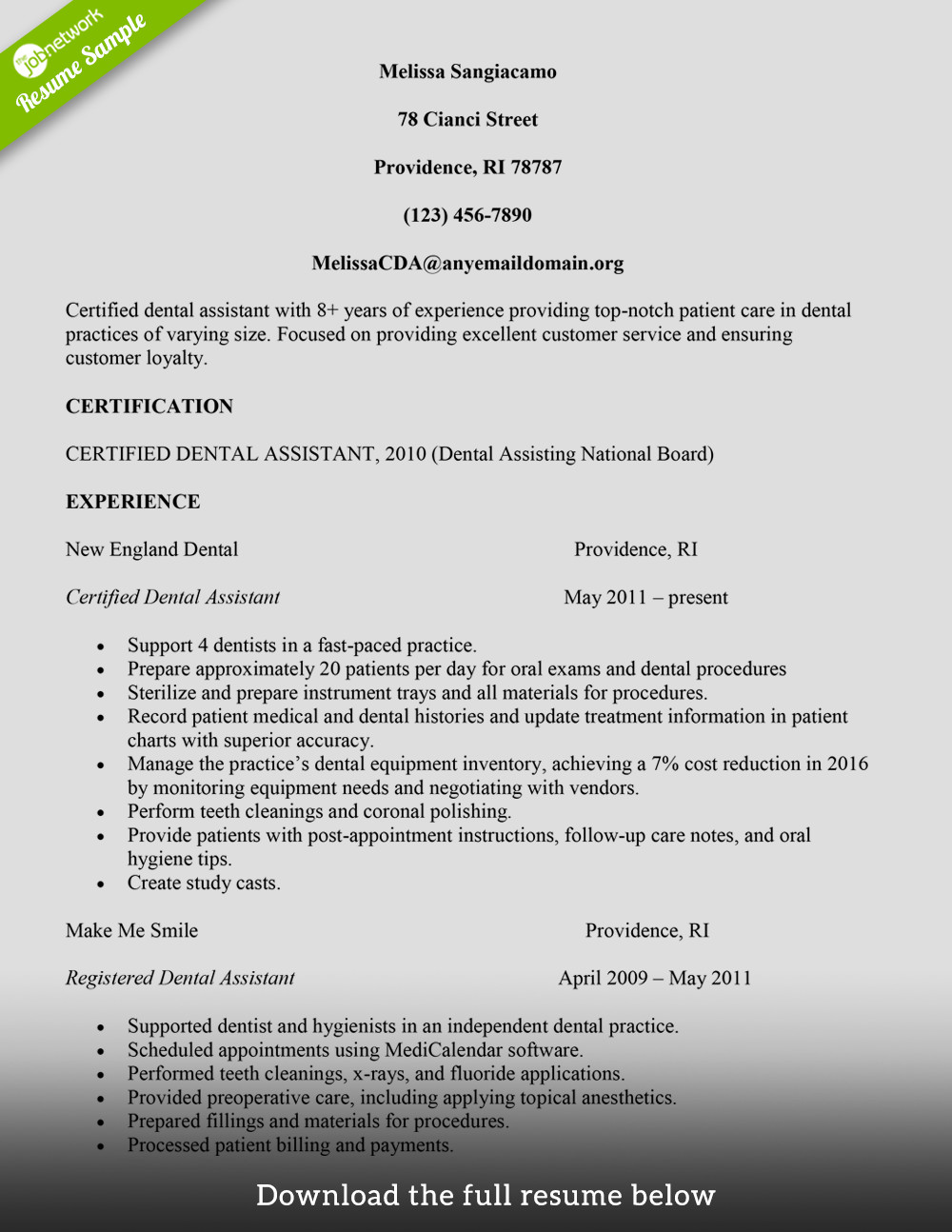 Dental assisting Resume Templates How to Build A Great Dental assistant Resume Examples