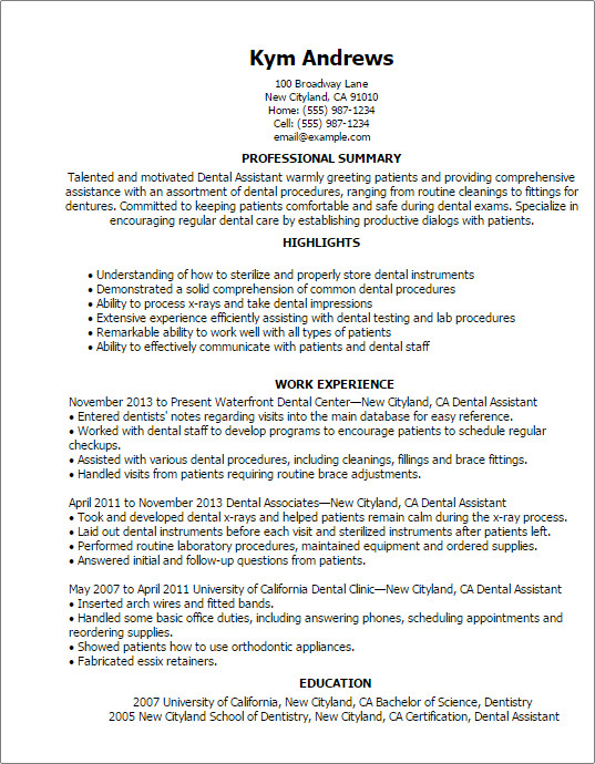 Dental assisting Resume Templates Professional Dental assistant Templates to Showcase Your