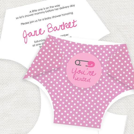 Diaper Baby Shower Invitations Template Diy Diaper Printable Baby Shower Invitation Template by Idiyjr