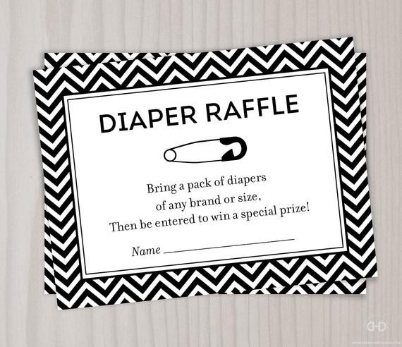Diaper Raffle Ticket Template Chevron Diaper Raffle Ticket Black and White Baby Shower