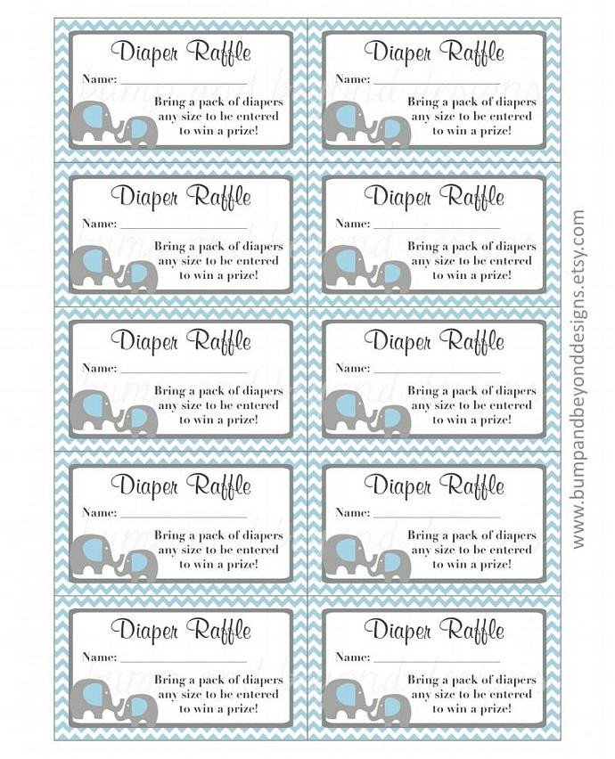 Diaper Raffle Ticket Template Elephant Diaper Raffle Tickets