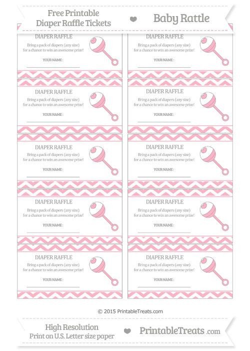 Diaper Raffle Ticket Template Free Pastel Light Pink Chevron Baby Rattle Diaper Raffle