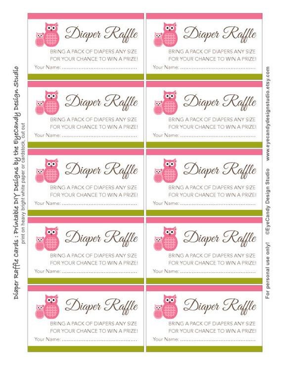 Diaper Raffle Ticket Template Items Similar to Printable Owl Diaper Raffle Tickets