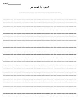 Diary Entry Template for Students Journal Entry Template by Nicole Miller