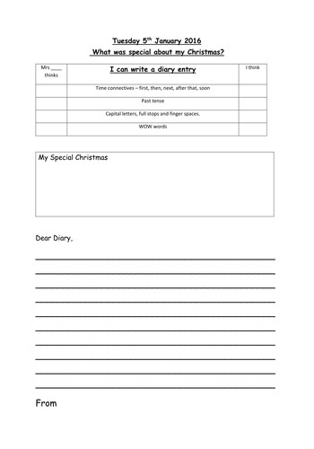 Diary Entry Template Word Diary Template by Vt216 Teaching Resources Tes