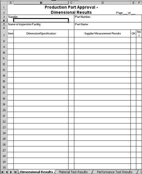 Dimensional Inspection Report Template 12 Best S Of Excel Ppap forms Templates Ppap forms
