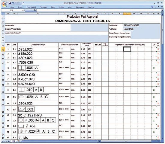 Dimensional Inspection Report Template Inspectionxpert First Article 2010