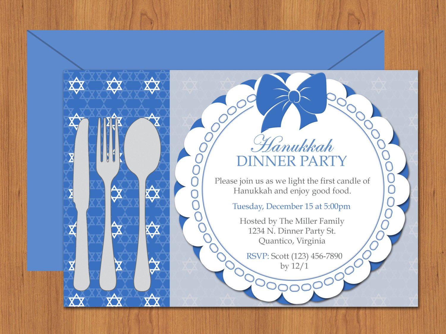 Dinner Party Invitation Templates Hanukkah Dinner Party Invitation Editable Template