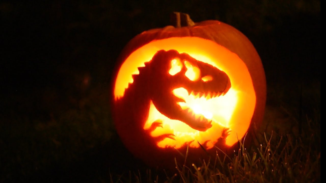 Dinosaur Pumpkin Carving Pattern Making A Jurassic Park Pumpkin