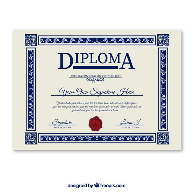 Diploma Template Free Download Diploma Template Vector