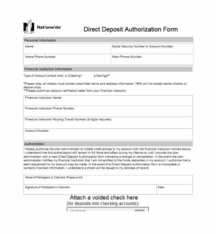 Direct Deposit Authorization form Template 47 Direct Deposit Authorization form Templates Template