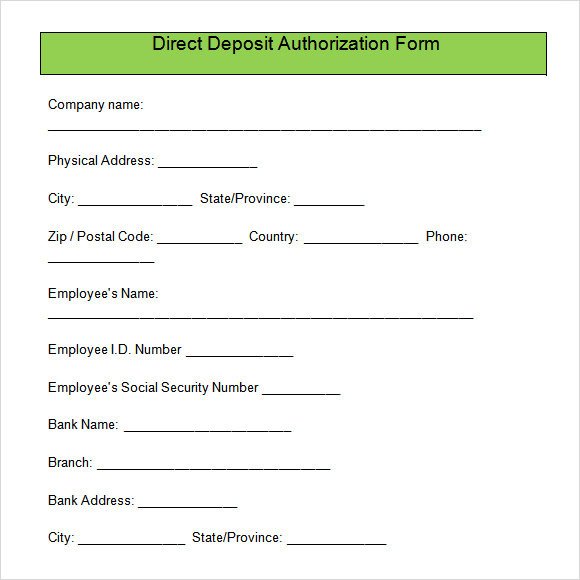 Direct Deposit Authorization form Template Direct Deposit Authorization form Free Download for Pdf