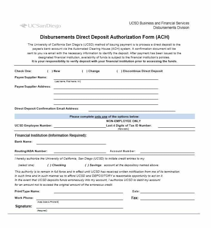 Direct Deposit form Template 47 Direct Deposit Authorization form Templates Template