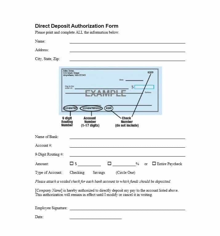 Direct Deposit form Template 47 Direct Deposit Authorization form Templates Template