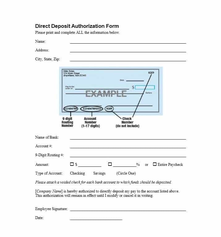 Direct Deposit form Template 47 Direct Deposit Authorization form Templates Template