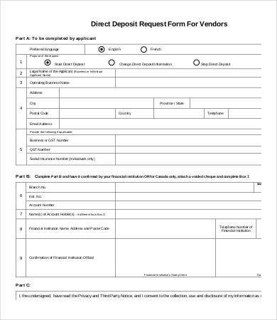Direct Deposit form Template Direct Deposit form Template 9 Free Pdf Documents