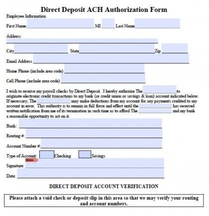 Direct Deposit form Template Word 5 Generic Direct Deposit form Templates formats