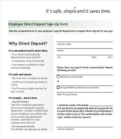 Direct Deposit form Template Word Direct Deposit form Template 9 Free Pdf Documents