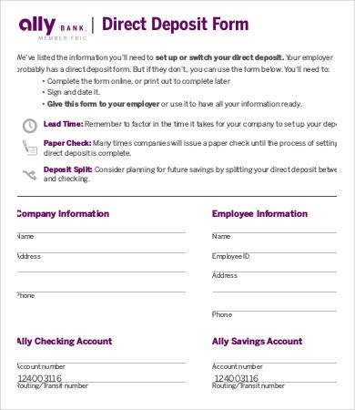 Direct Deposit form Template Word Direct Deposit form Template 9 Free Pdf Documents
