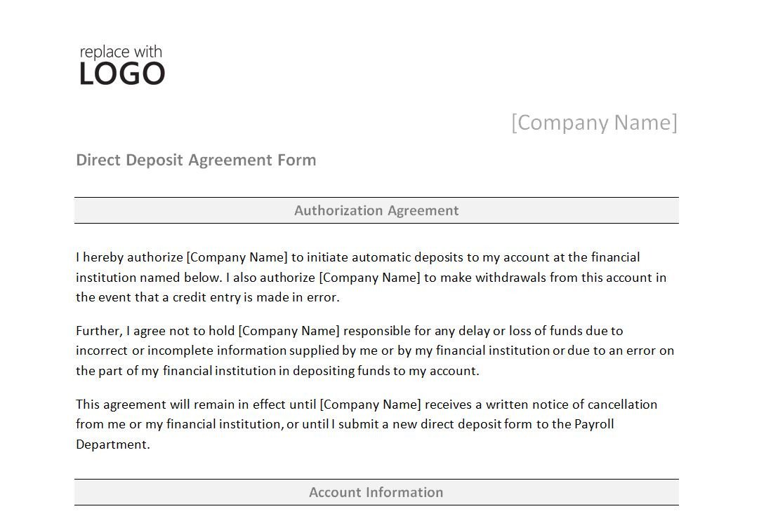 Direct Deposit form Template Word Direct Deposit form Template