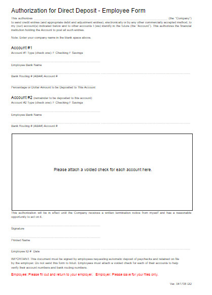 Direct Deposit form Template Word Direct Deposit form Template
