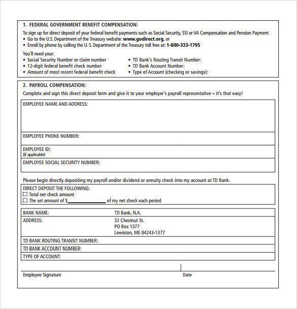 Direct Deposit form Template Word Sample Direct Deposit Authorization form Examples 7
