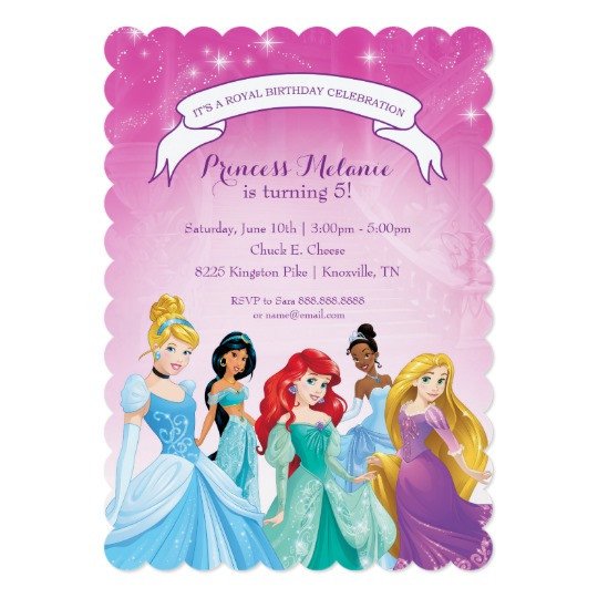 Disney Princess Invitation Template Disney Princess Birthday Invitation
