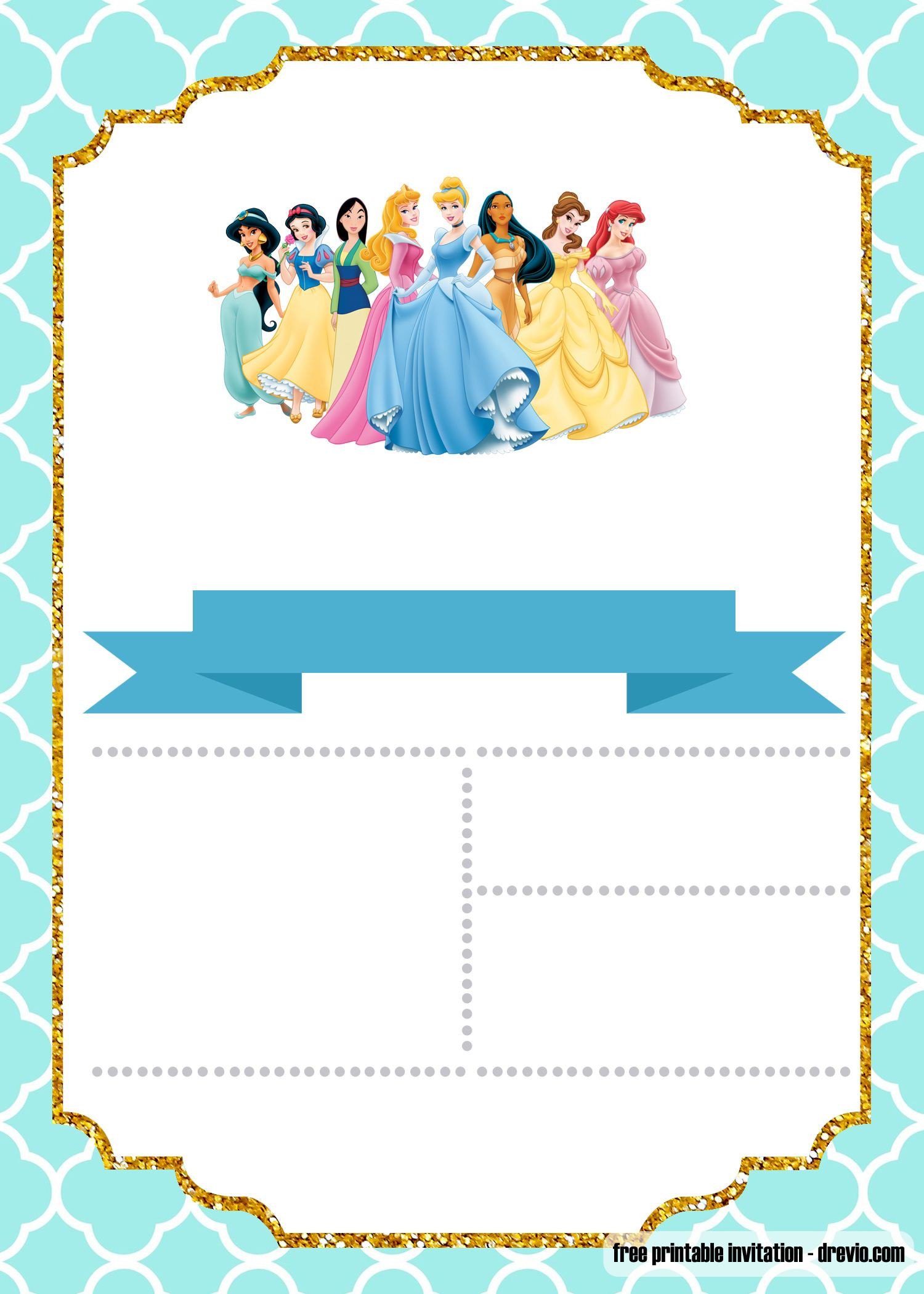 Disney Princess Invitation Template Free Disney Princess Invitation Template for Your Little