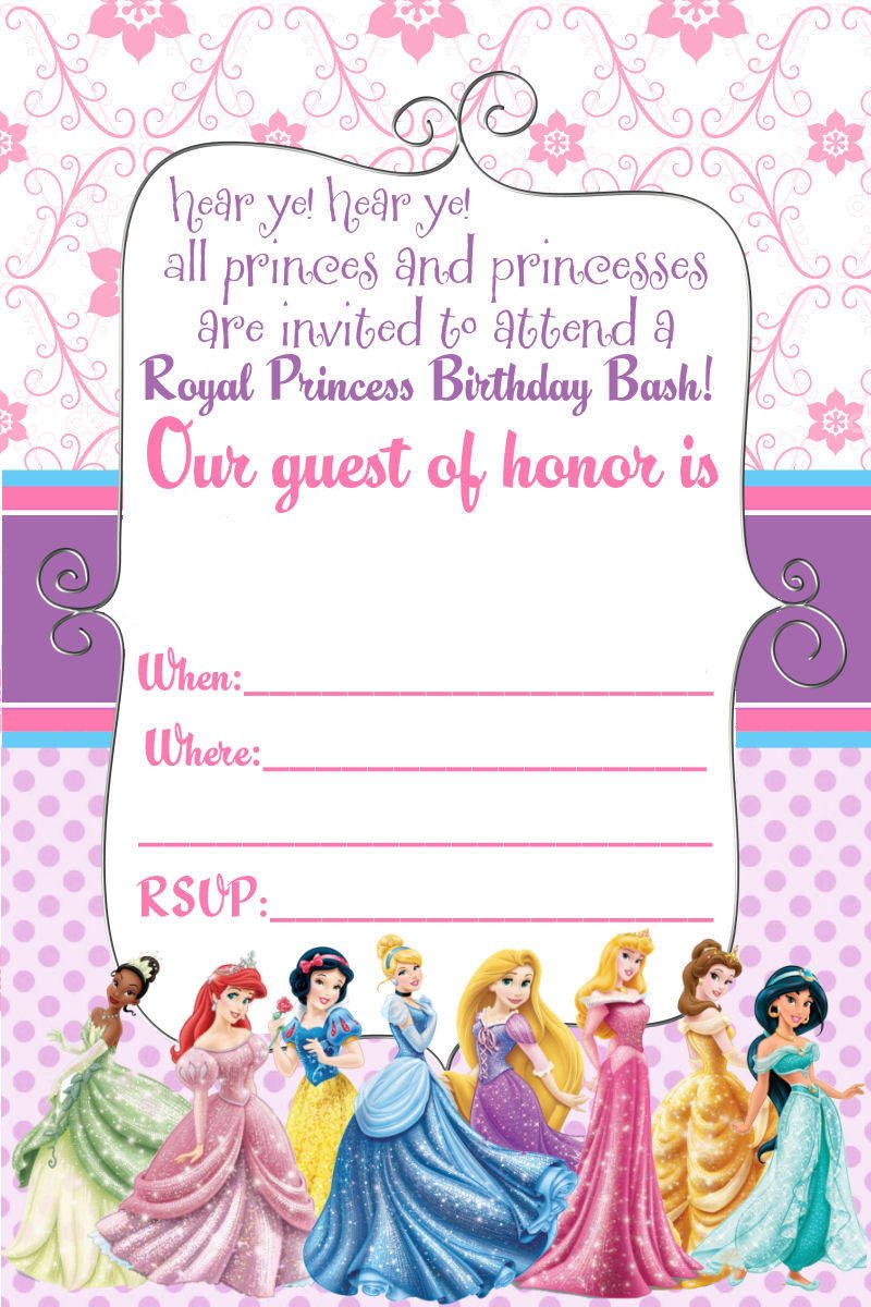 Disney Princess Invitation Template Free Printable Disney Princess Ticket Invitation Template