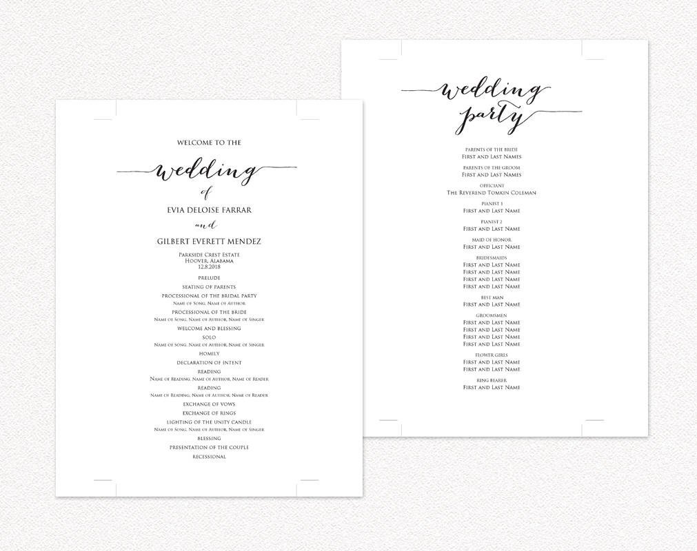 Diy Wedding Program Template Wedding Programs · Wedding Templates and Printables