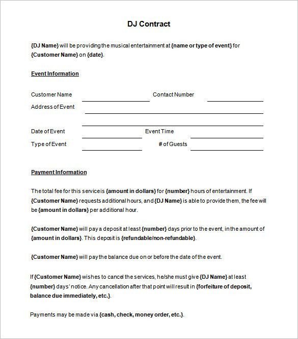 Dj Contract Template Pdf 6 Dj Contract Templates – Free Word Pdf Documents