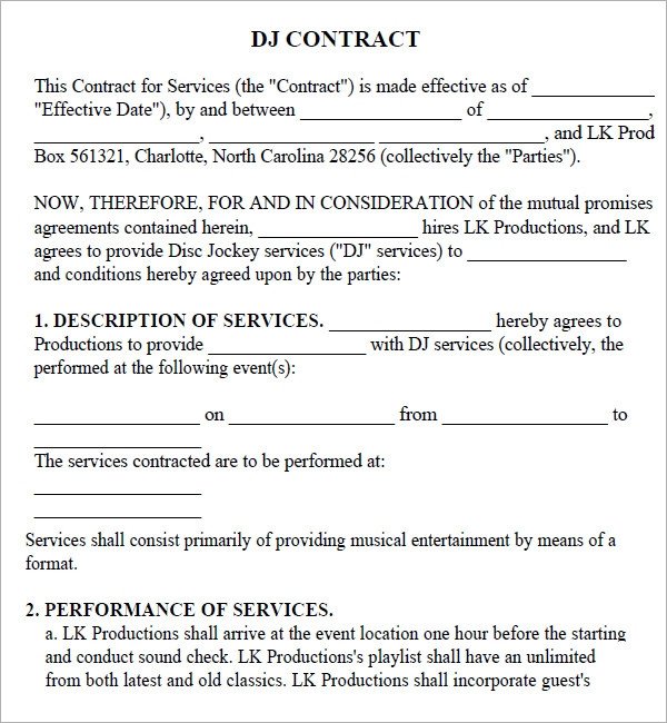 Dj Contract Template Pdf Dj Contract 20 Download Documents In Pdf Google Docs
