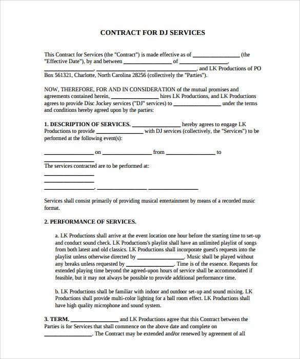 Dj Contract Template Pdf Dj Contract 20 Download Documents In Pdf Google Docs