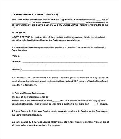 Dj Contract Template Pdf Dj Contract 21 Word Pdf Google Docs Apple Pages