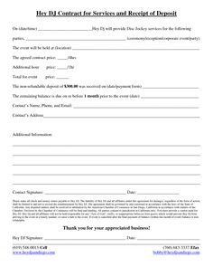 Dj Contract Template Pdf Free and Printable Disc Jockey Contract form Rc123