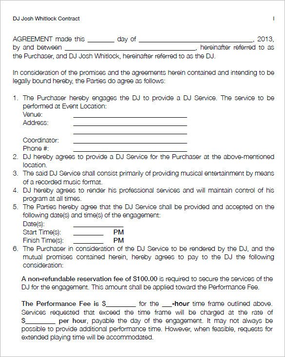 Dj Contract Template Pdf Wedding Dj Contract How to Have A Fantastic Wedding Dj