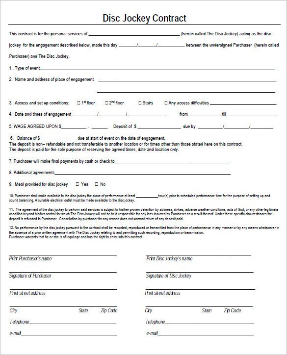 Dj Services Contract Template 6 Dj Contract Templates – Free Word Pdf Documents
