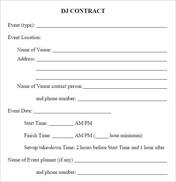 Dj Services Contract Template Dj Contract 20 Download Documents In Pdf Google Docs
