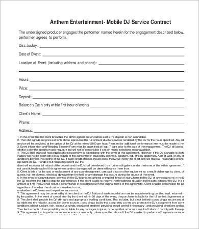 Dj Services Contract Template Dj Contract 21 Word Pdf Google Docs Apple Pages
