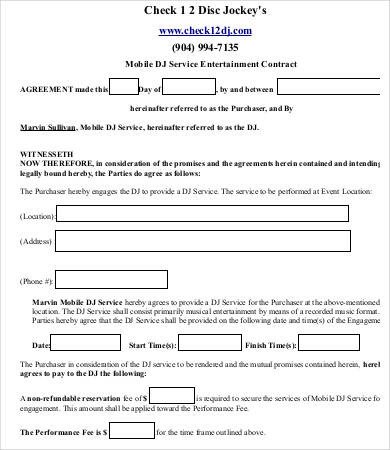 Dj Services Contract Template Dj Contract 21 Word Pdf Google Docs Apple Pages